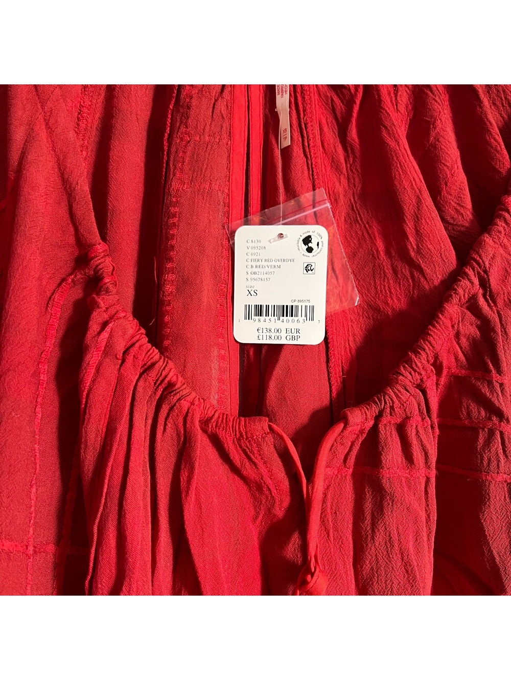 Red Bop Around Romper Free People Short Sleeve Romper with Drawstring Neckline X - Picture 2 of 4